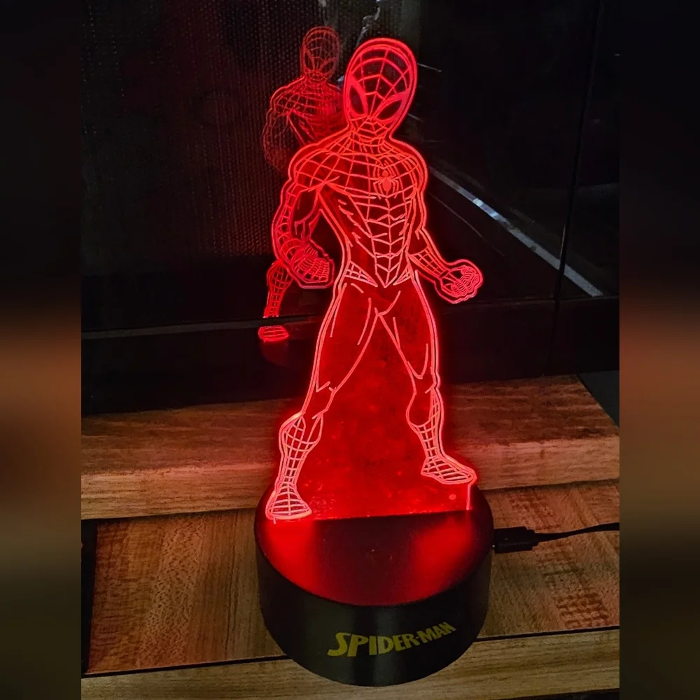 Spider-Man LED Acrylic Night Light 16 Colors Remote Controlled EUC